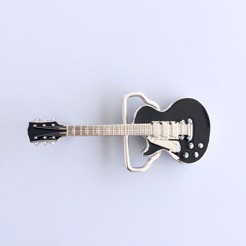 Black Enamel Electric Guitar Music Belt Buckle BUCKLE-MU046BK