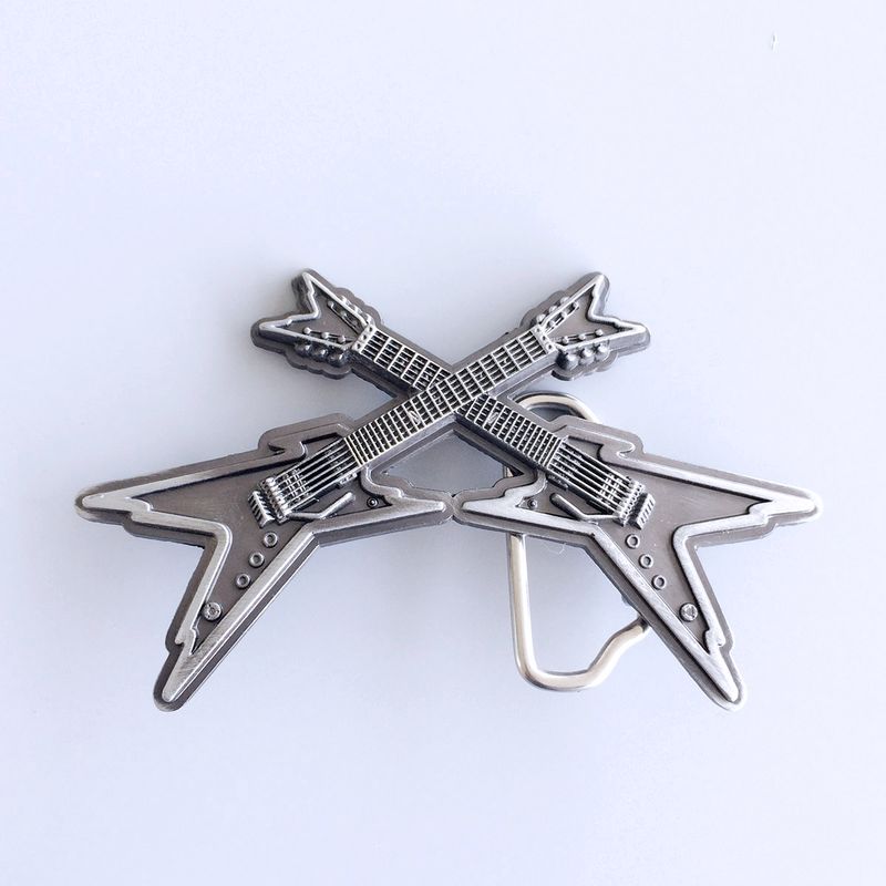 Antique Silver Vintage Style Cross Electric Guitar Belt Buckle BUCKLE-MU061AS