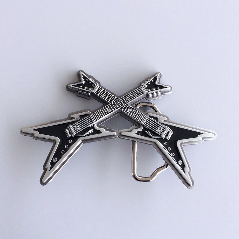 Vintage Black Enamel Cross Electric Guitar Belt Buckle BUCKLE-MU061BK