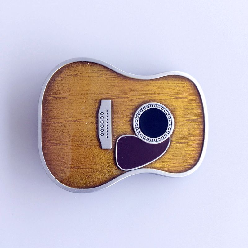 Antique Silver Enamel Guitar Music Belt Buckle BUCKLE-MU071