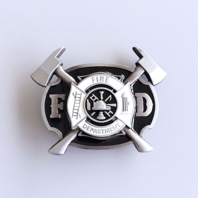 Vintage Style Enamel Firefighter FD Cross Belt Buckle BUCKLE-OC011