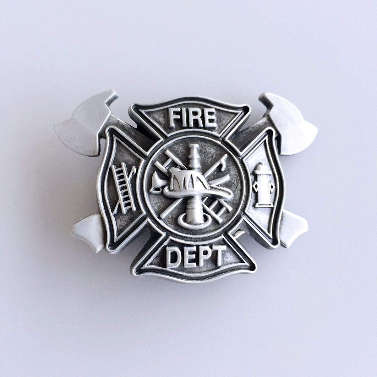 Vintage Style Cross Fire Fighter Belt Buckle