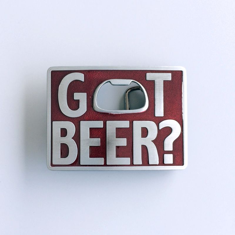 Vintage Style Red Enamel Got Beer Bottle Opener Rectangle Belt Buckle BUCKLE-OC021RD