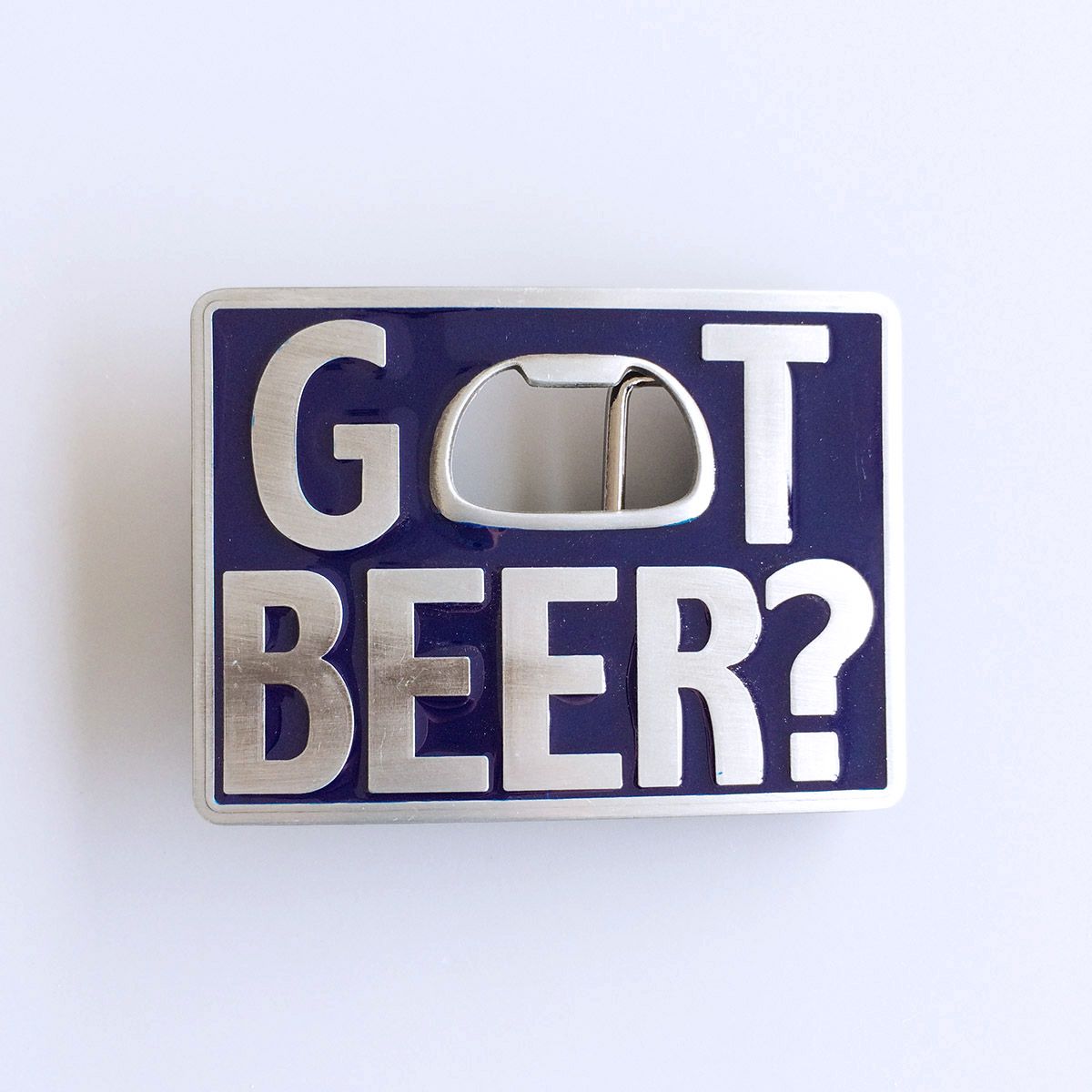 Vintage Blue Enamel Got Beer Bottle Opener Rectangle Belt Buckle