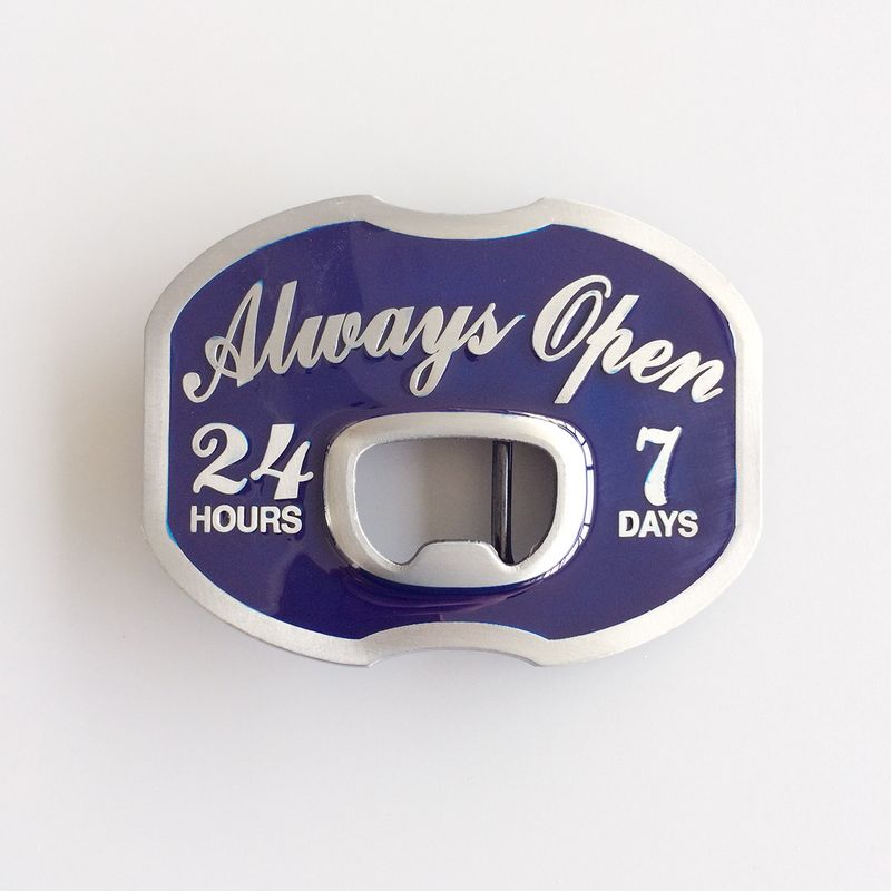 Always Open Beer Bottle Opener Enamel Vintage Belt Buckle Hebilla