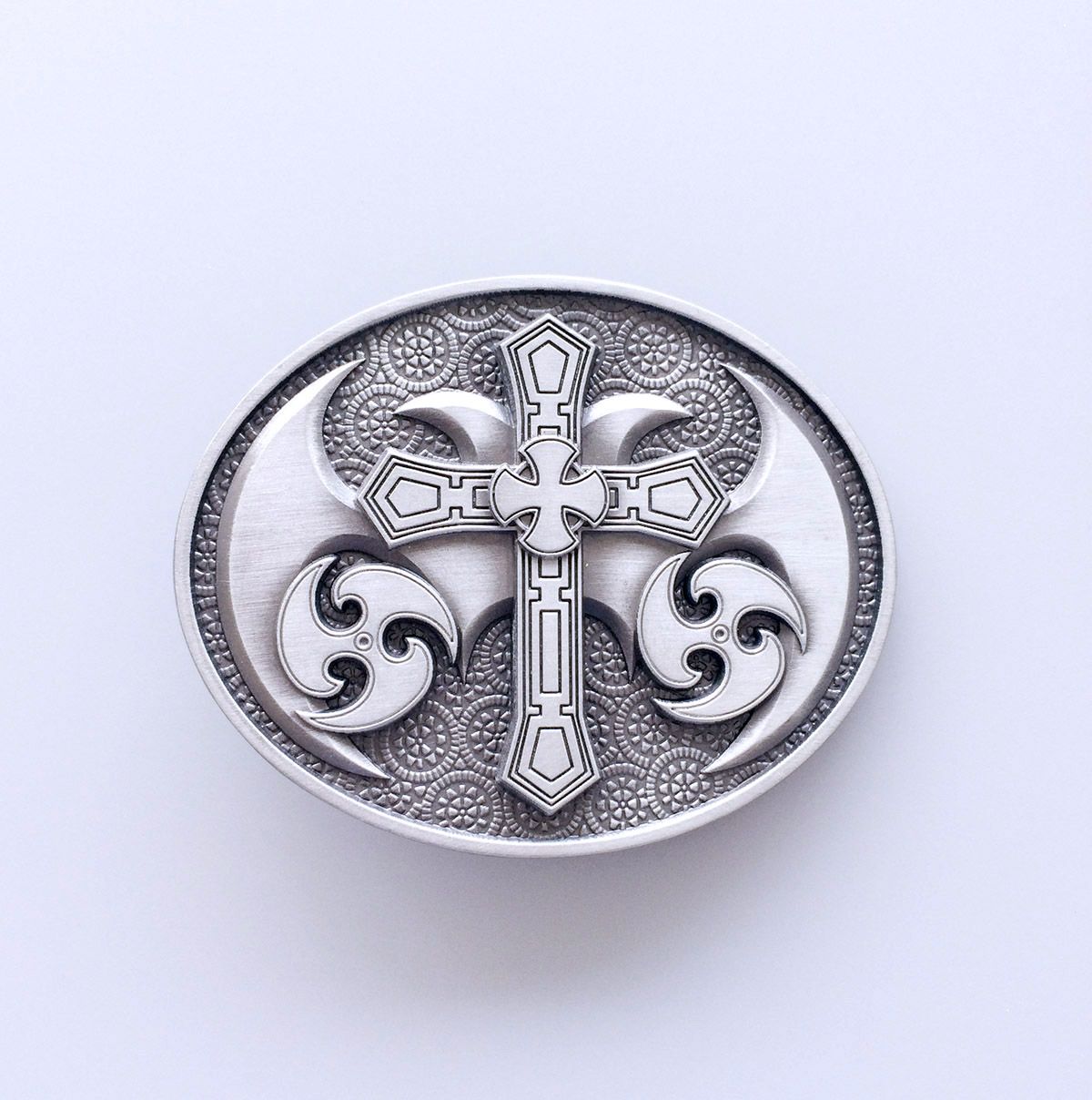 Vintage Celtic Cross Oval Belt Buckle