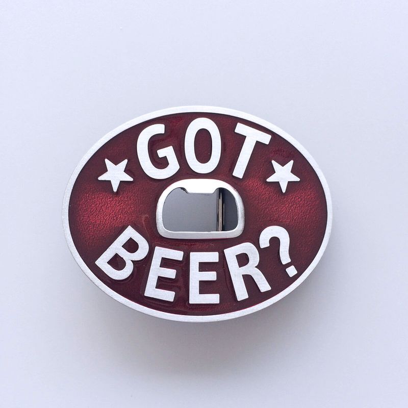 Vintage Oval Red Enamel Got Beer Bottle Opener Belt Buckle BUCKLE-OC052RD