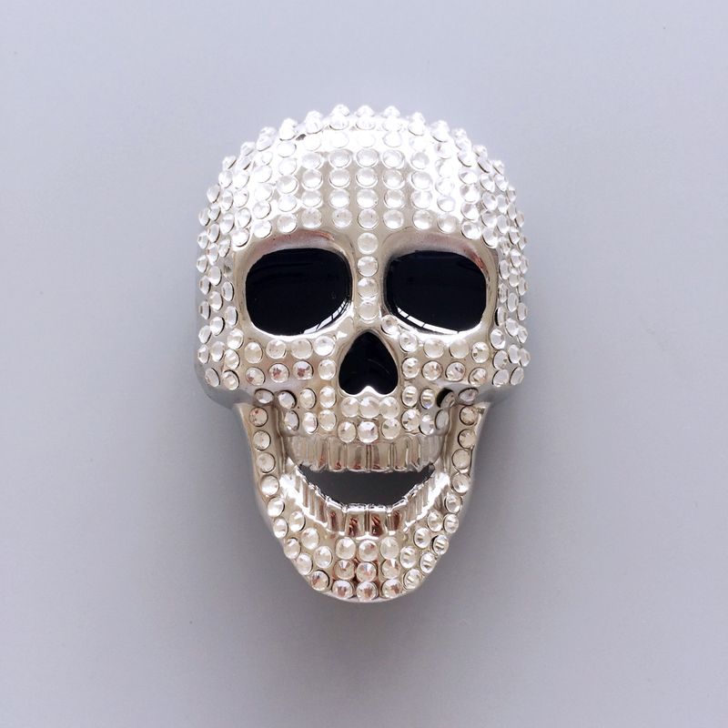 Clear Rhinestones Skull Bling Bling Belt Buckle BUCKLE-SK021CL
