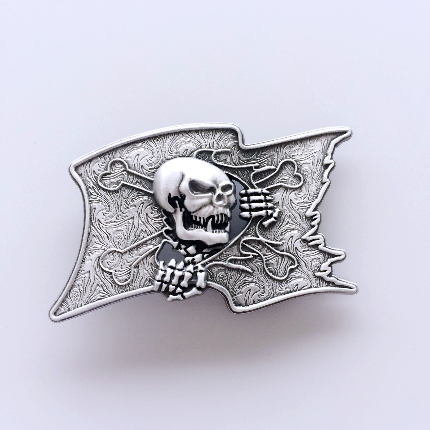Vintage Style Pirate Flag Skull Belt Buckle BUCKLE-SK031AS