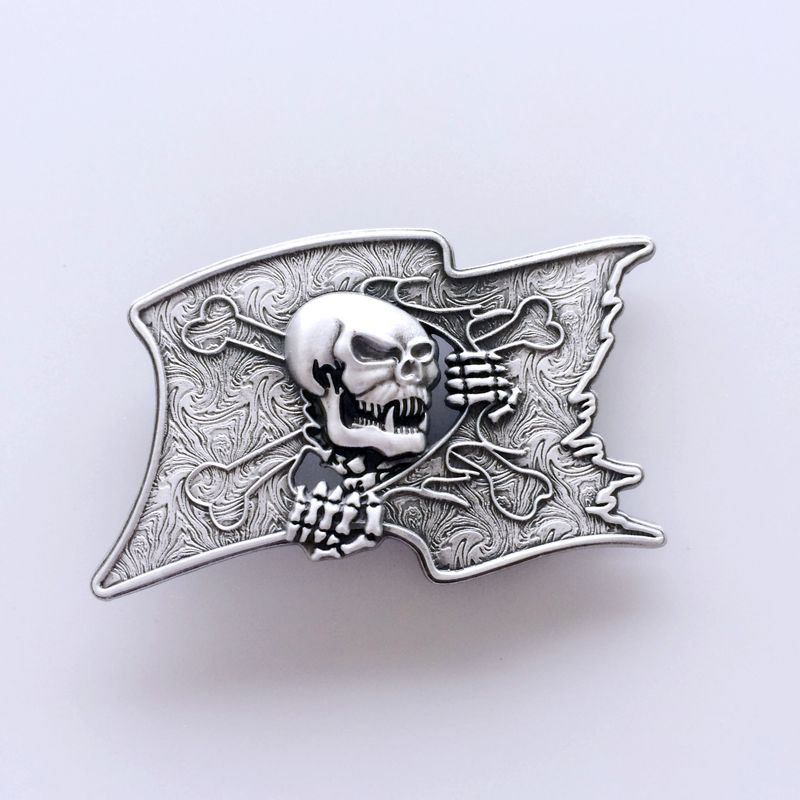 Vintage Style Pirate Flag Skull Belt Buckle BUCKLE-SK031AS