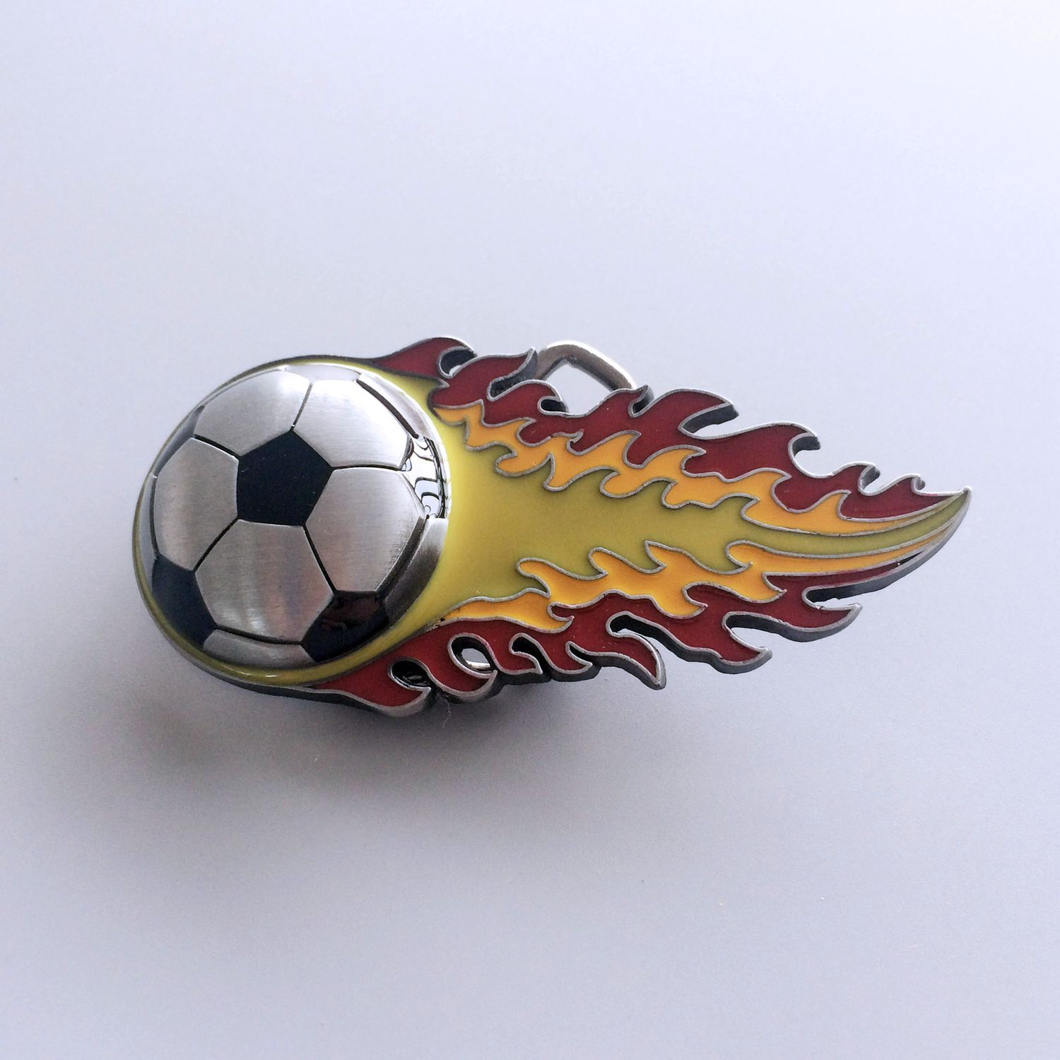 Vintage Flaming Football Belt Buckle