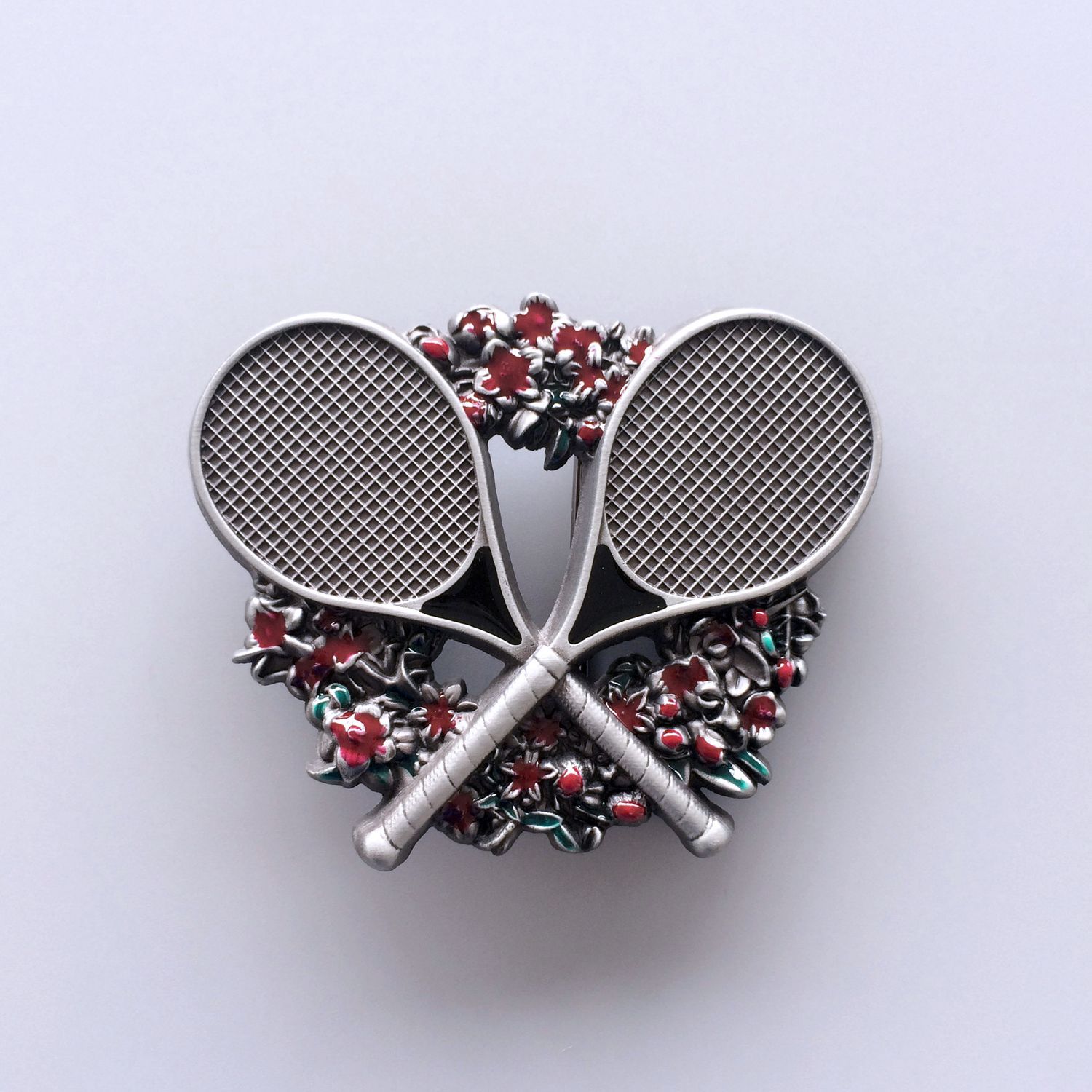 Vintage Enamel Tennis Ball Belt Buckle