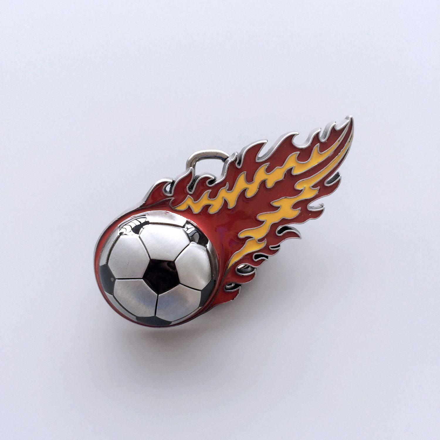 Vintage Spain Espana Flaming Football Belt Buckle