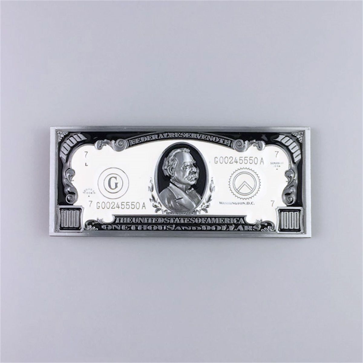 Vintage 1000 Dollar Bill Sculpting Metal Belt Buckle