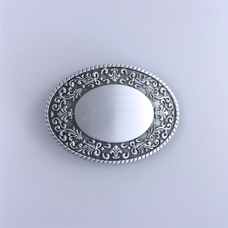 Vintage Style Cowboy Rodeo Rope Flower Oval Custom Blank Belt Buckle BUCKLE-T033