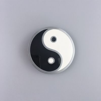 Antique Silver Enamel Yin Yang Taiji Flag Belt Buckle BUCKLE-T051