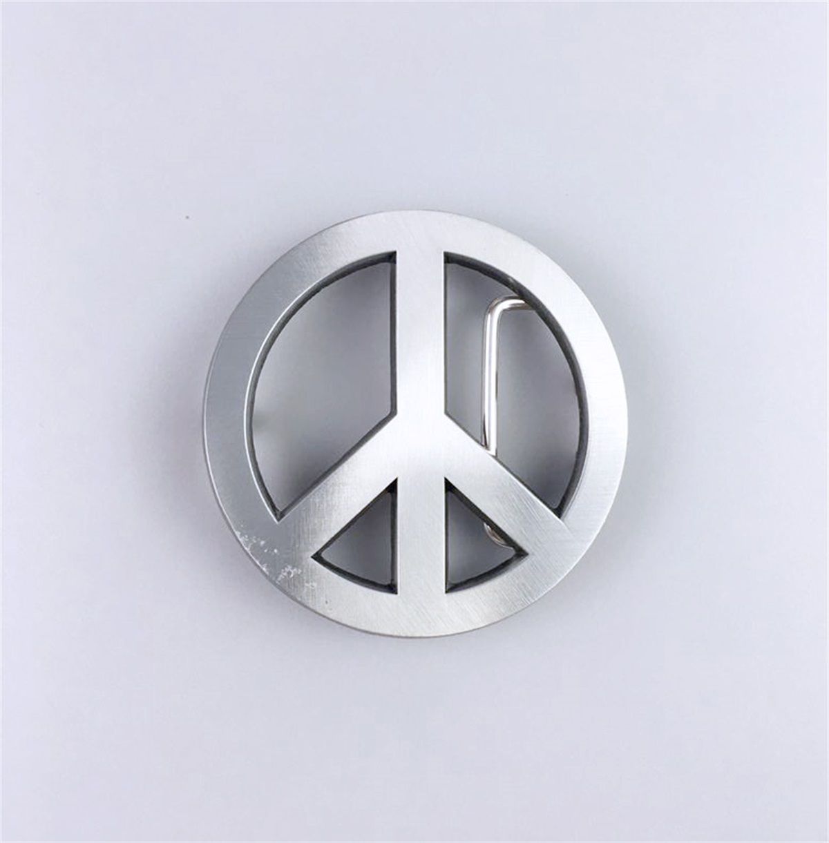 Vintage Style Cut Out Peace Symbol Sign Belt Buckle