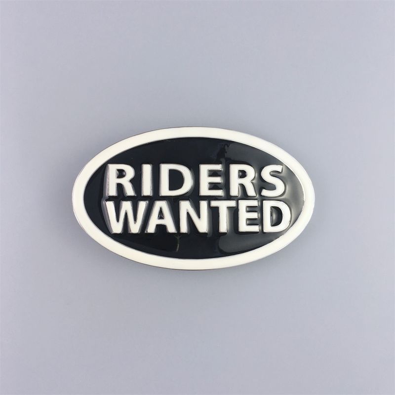 Bright Silver Enamel Letter Riders Wanted Belt Buckle BUCKLE-T041