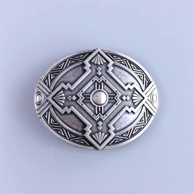Vintage Silver Plated Oval Cross Celtic Knot Southwest Belt Buckle BUCKLE-WT059SL