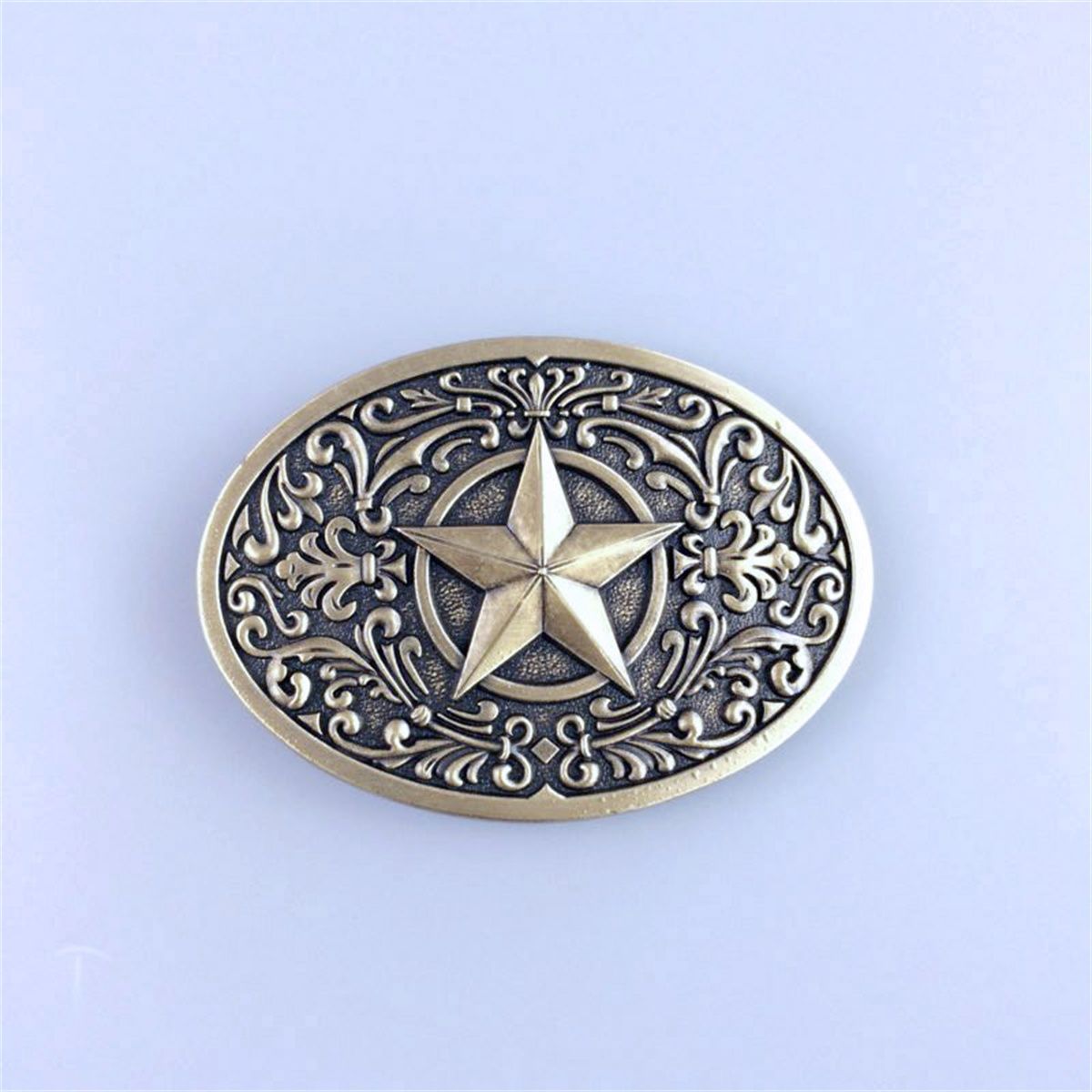 Vintage Bronze Plated Southwest Western Star Oval Belt Buckle