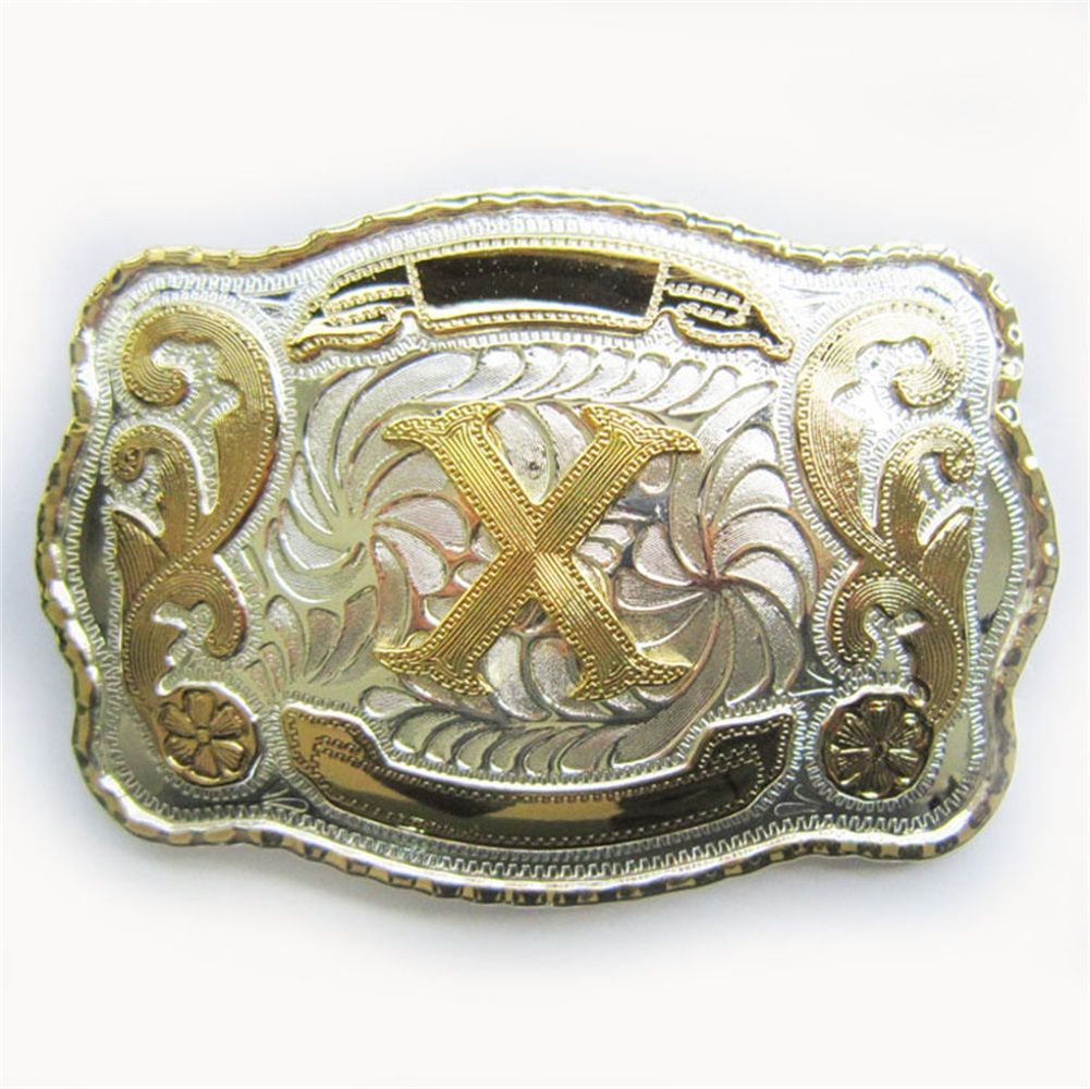Large Size Initial Letter Western Cowboy Belt Buckle (Letter X)