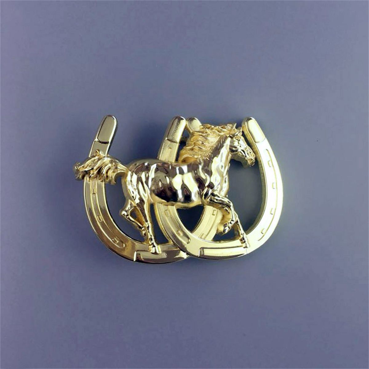 Gold Color Horse Horseshoe Western Belt Buckle Hebilla