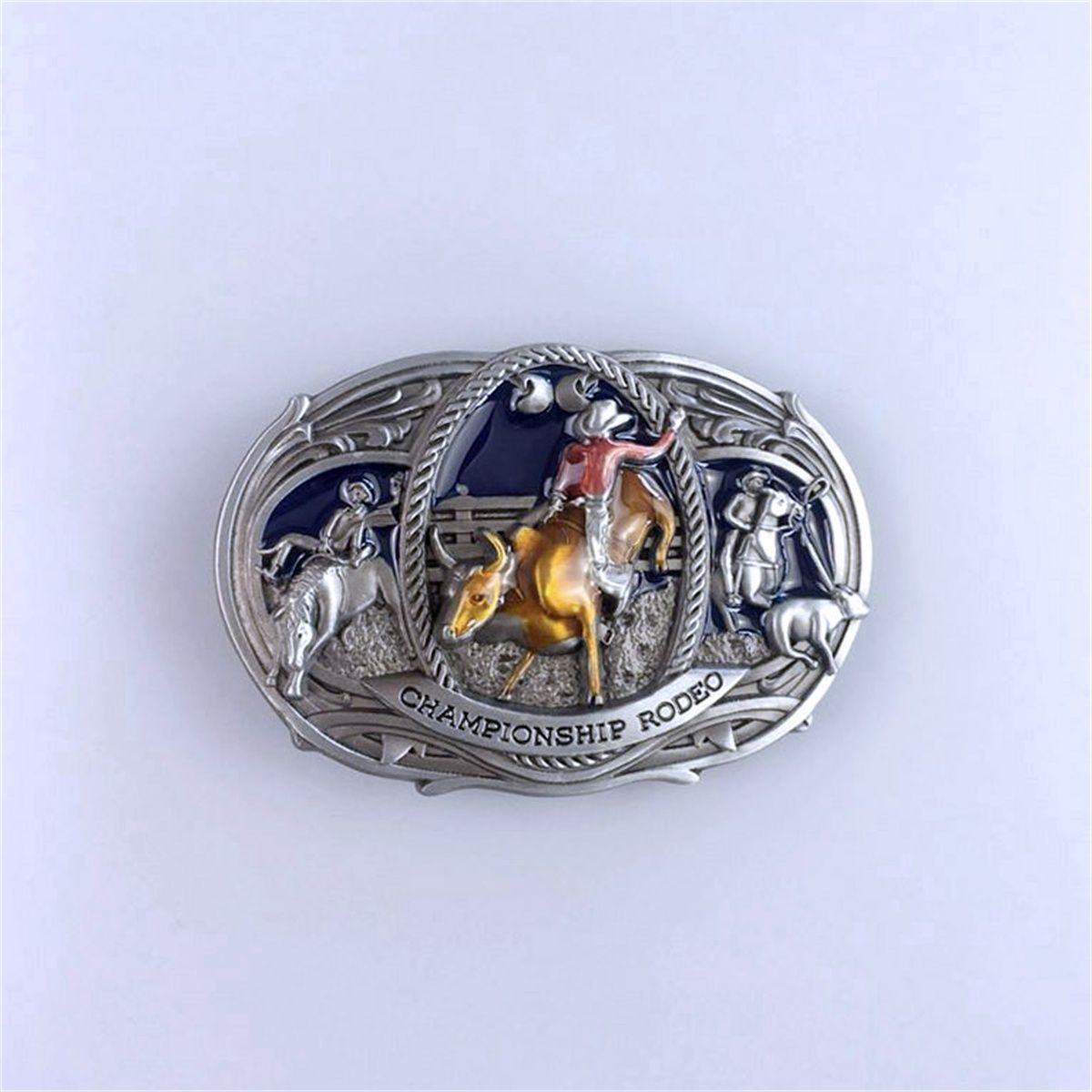 Vintage Enamel Western Rodeo Championship Belt Buckle Hebilla