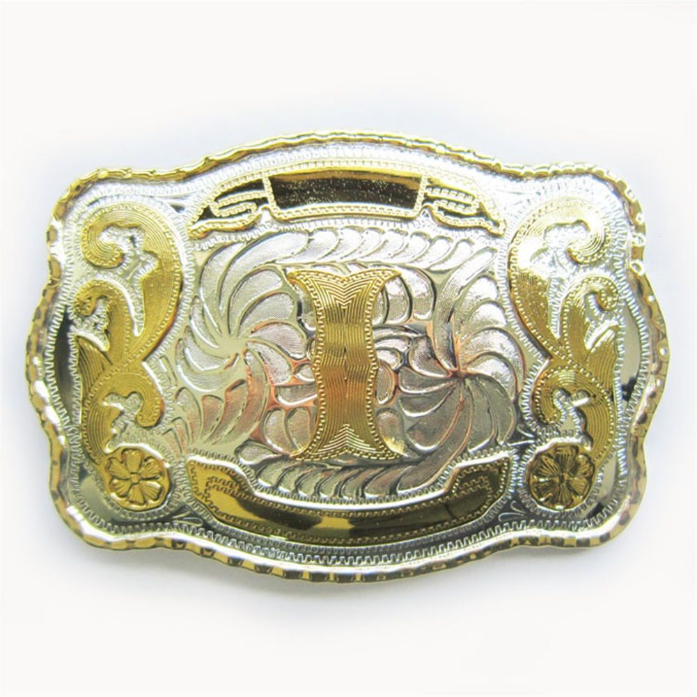 Large Size Initial Letter Western Cowboy Belt Buckle (Letter I)