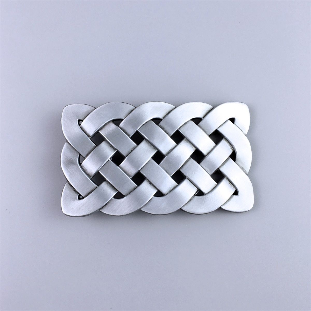 Antique Brushed Silver Cross Celtic Knot Rectangle Vintage Belt Buckle Hebilla