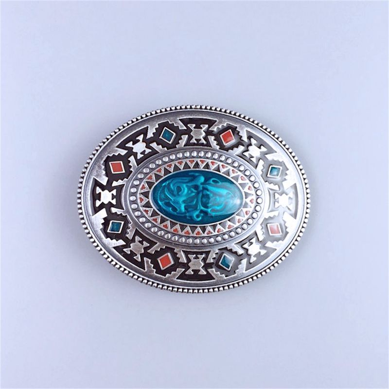 Vintage Silver Plated Celtic Totem Oval Southwest Belt Buckle Hebilla BUCKLE-WT102SL