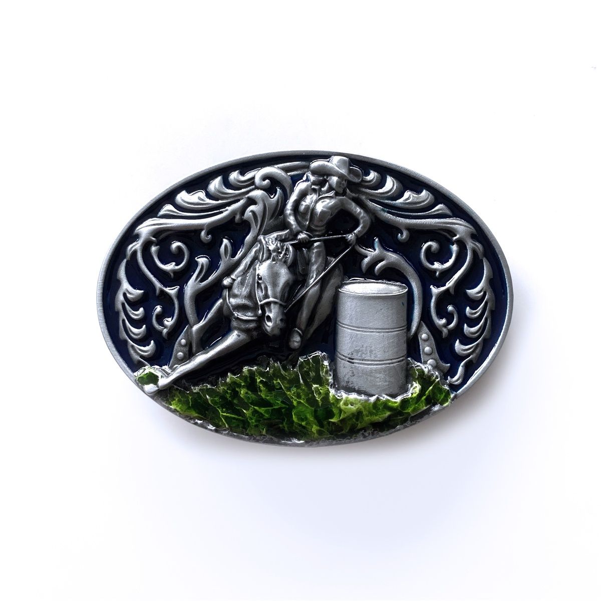 Vintage Style Enamel Oval Cowgirl Rodeo Raceing Western Belt Buckle Hebilla