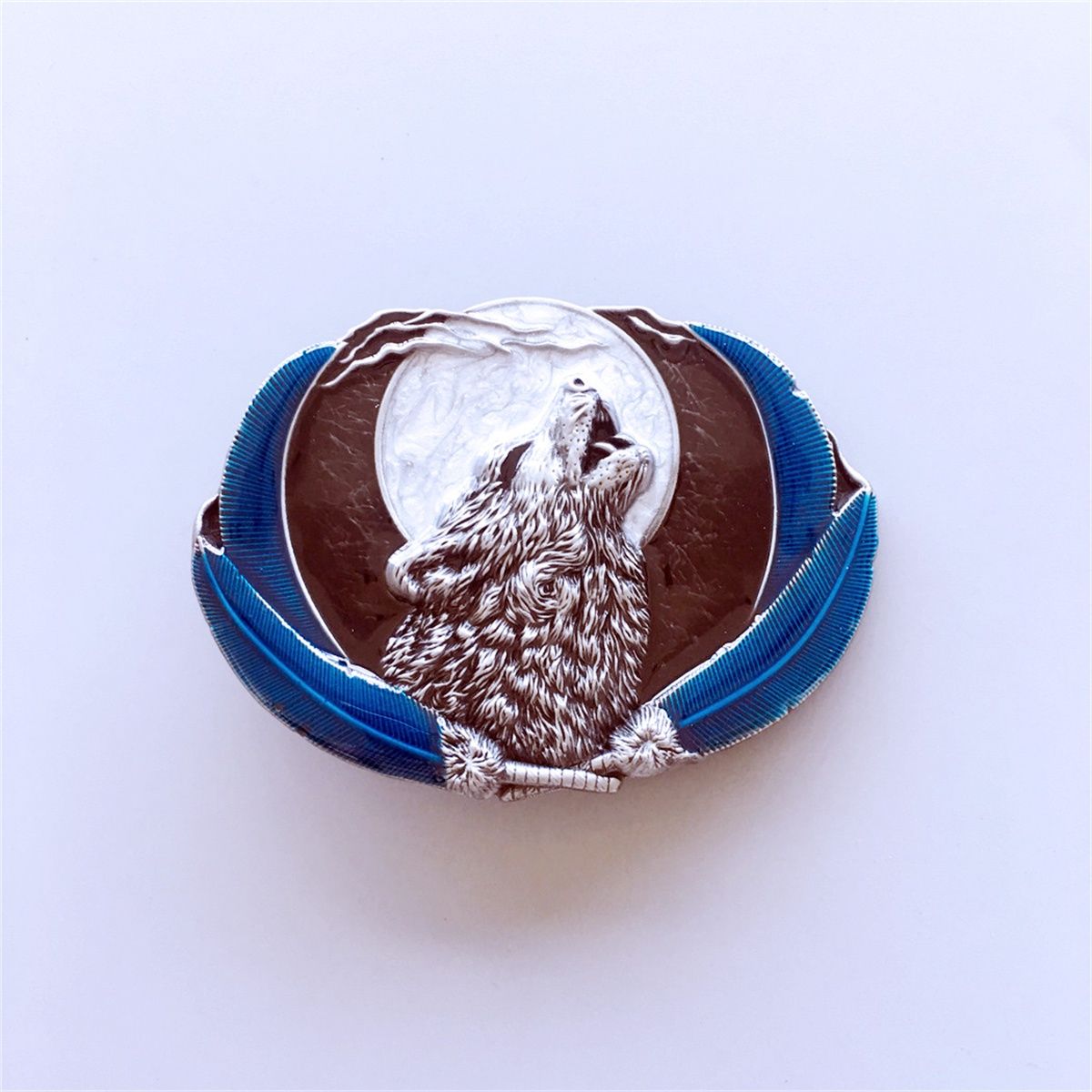 Vintage Style Enamel Western Moon Oval Belt Buckle Hebilla