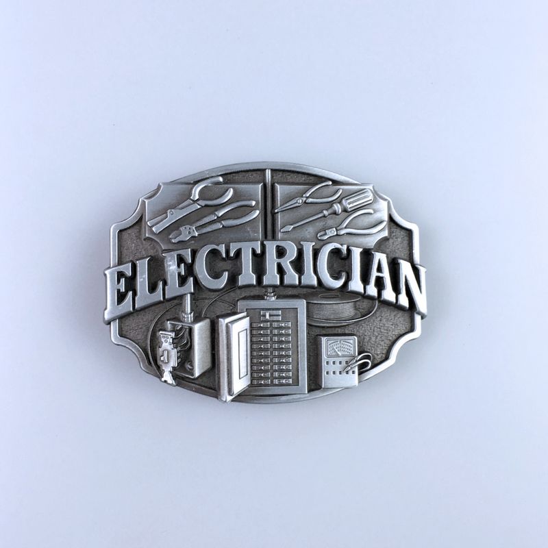 Antique Brushed Silver Trades Tradesman Electrician Belt Buckle Hebilla BUCKLE-WT124AS