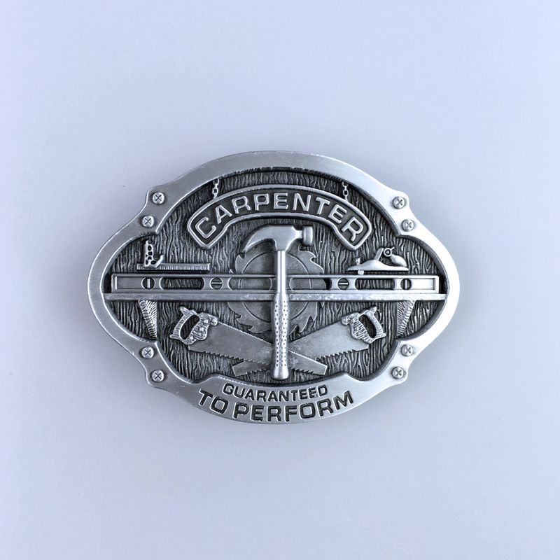 Antique Brushed Silver Carpenter Trades Tradesman Belt Buckle Hebilla BUCKLE-WT121AS