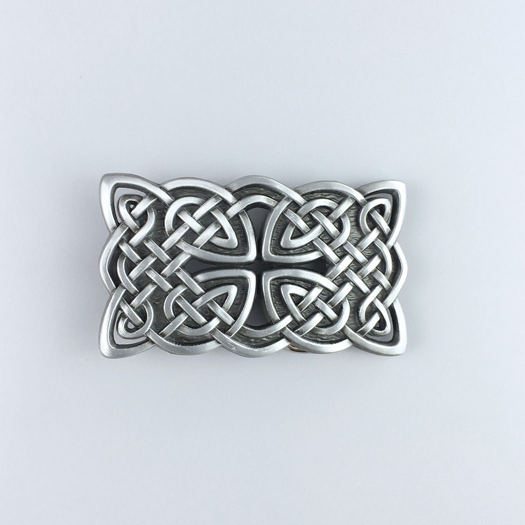 Anitque Silver Vintage Cross Celtic Knot Rectangle Belt Buckle