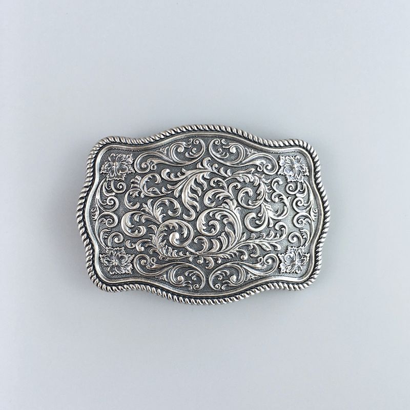 Vintage Silver Plated Southwest Flower Pattern Belt Buckle BUCKLE-WT142SL