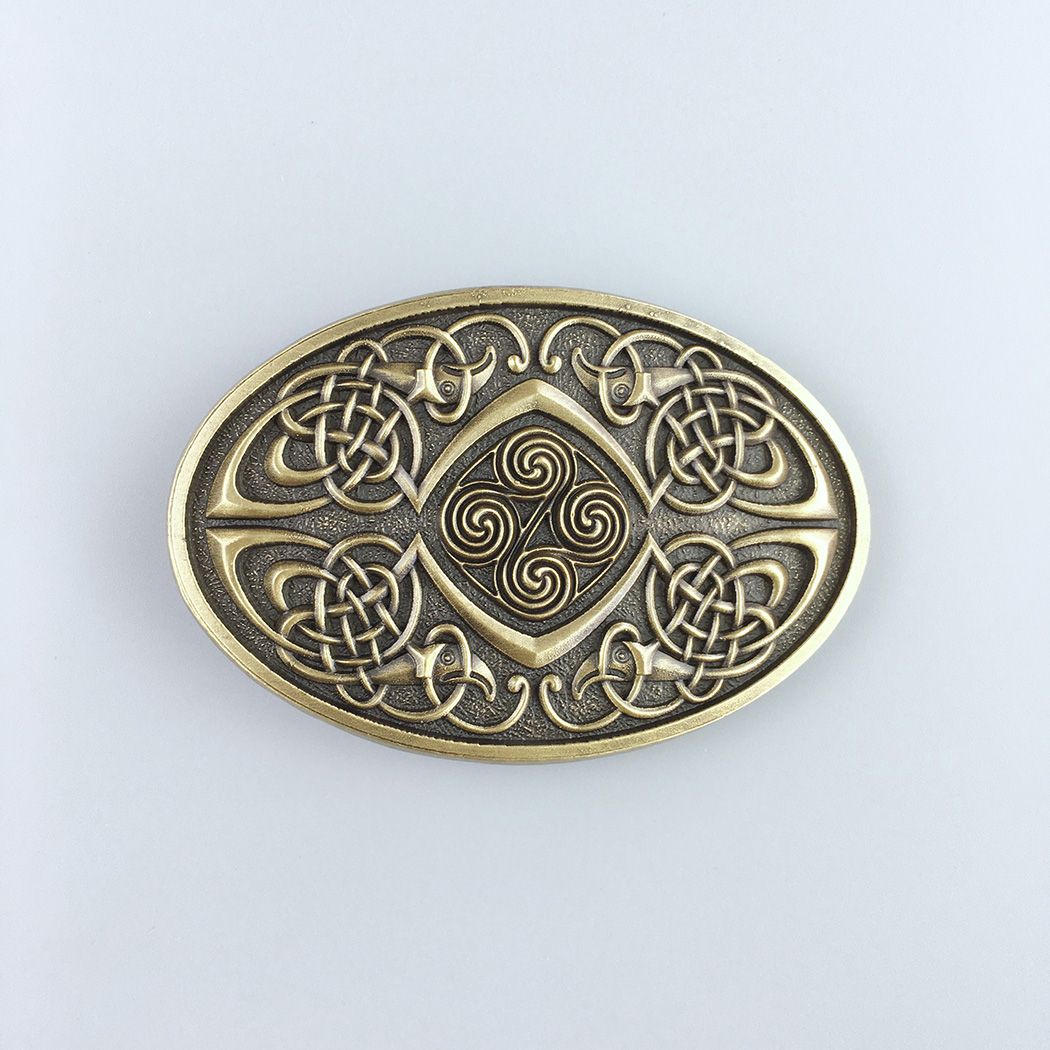Vintage Bronze Plated Celtic Legend Phoenix Oval Belt Buckle Hebilla