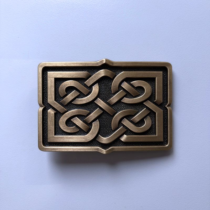 Vintage Bronze Plated Cross Knot Rectangle Belt Buckle BUCKLE-WT145AB