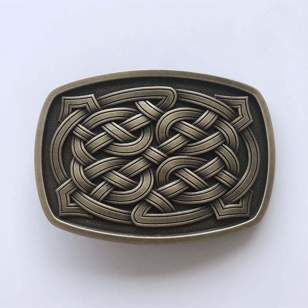 Vintage Bronze Plated Cross Celtic Knot Rectangle Belt Buckle