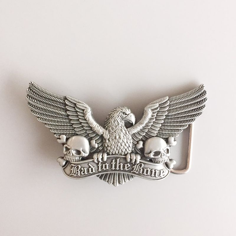 Antique Brushed Silver Wings Skulls Belt Buckle Gurtelschnalle Boucle de ceinture Hebilla BUCKLE-3D042AS