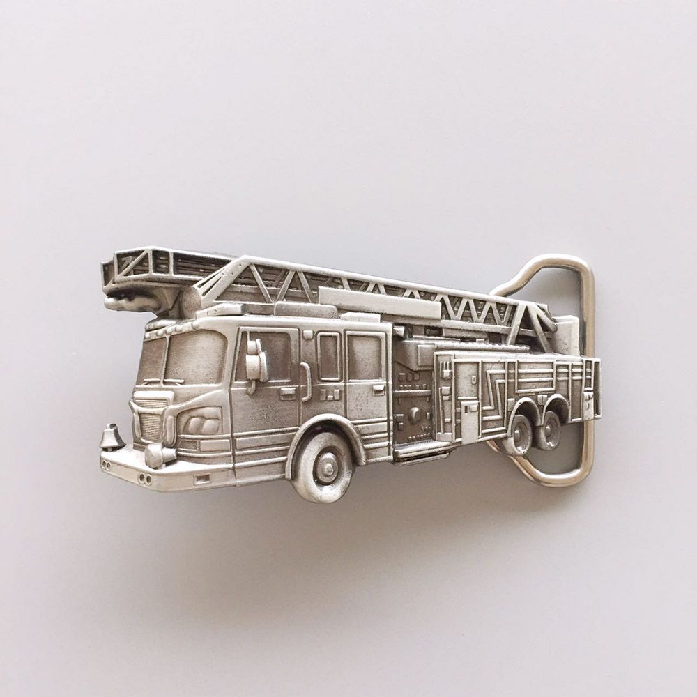 Antique Silver Vintage Fire Truck Firefighter Belt Buckle Gurtelschnalle Boucle de ceinture Hebilla BUCKLE-3D027AS
