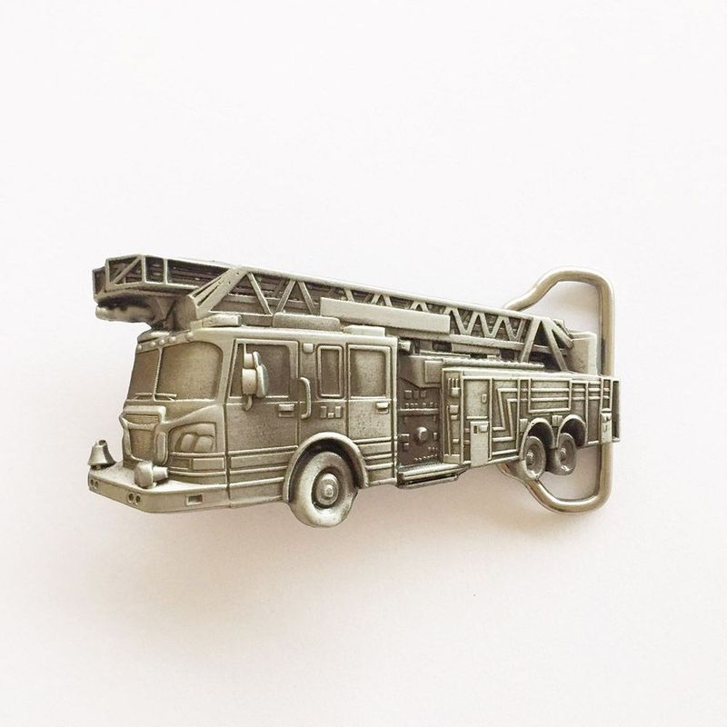 Antique Silver Vintage Fire Truck Firefighter Belt Buckle Gurtelschnalle Boucle de ceinture Hebilla BUCKLE-3D027AS