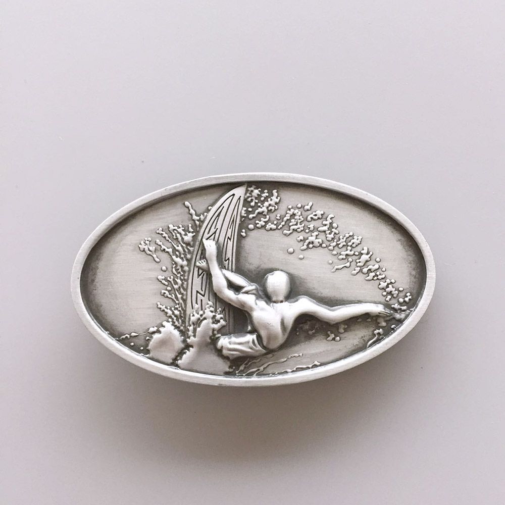 Vintage 3D Surfing Boy Sport Oval Belt Buckle Gurtelschnalle Boucle de ceinture Hebilla BUCKLE-3D035AS