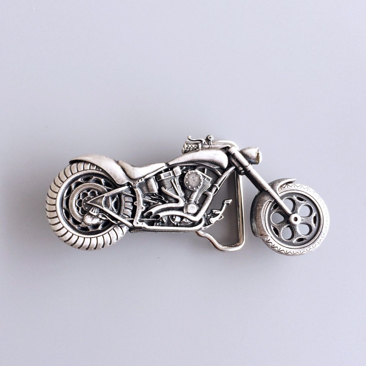 Vintage Silver Plated Heavy Motorcycle Biker Rider Belt Buckle
