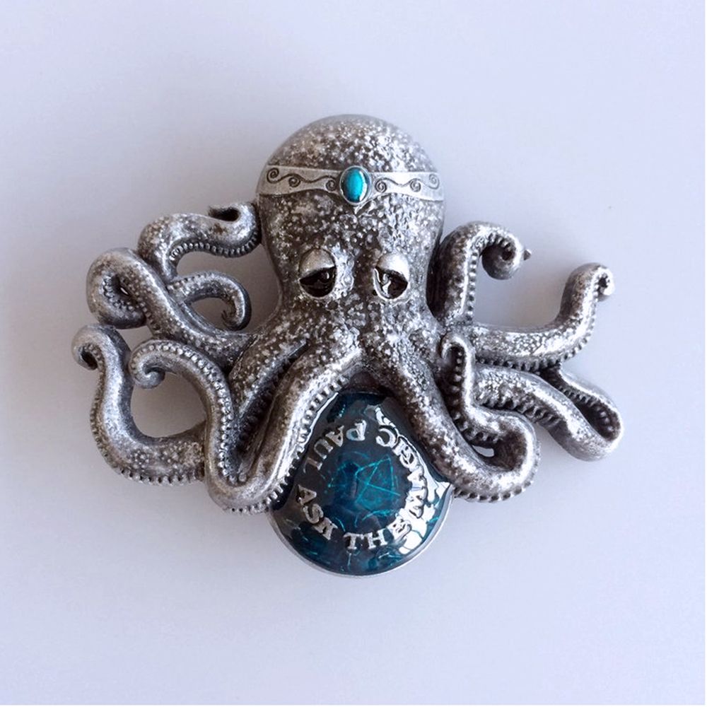 Magic Paul Octopus Blue Enamel Vintage Belt Buckle