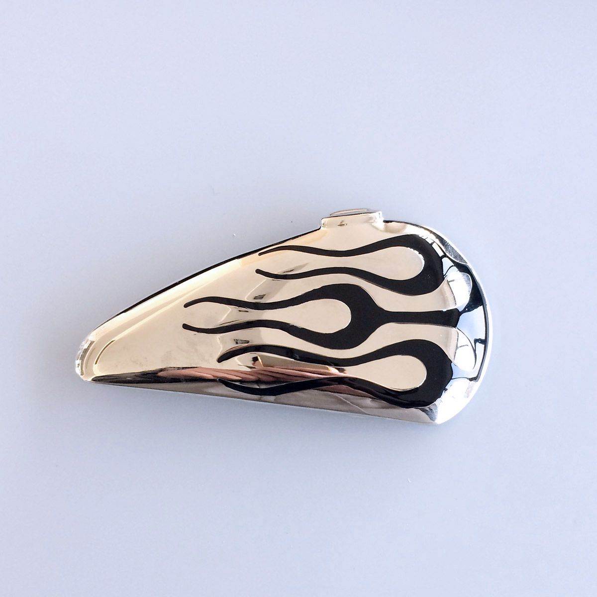 Bright Silver Enamel Motorcycle Tank Biker Rider Belt Buckle