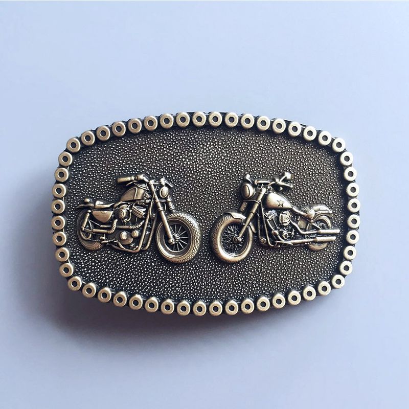 Antique Bronze Heavy Metal Motorcycle Chain Biker Rider Belt Buckle BUCKLE-AT073AB