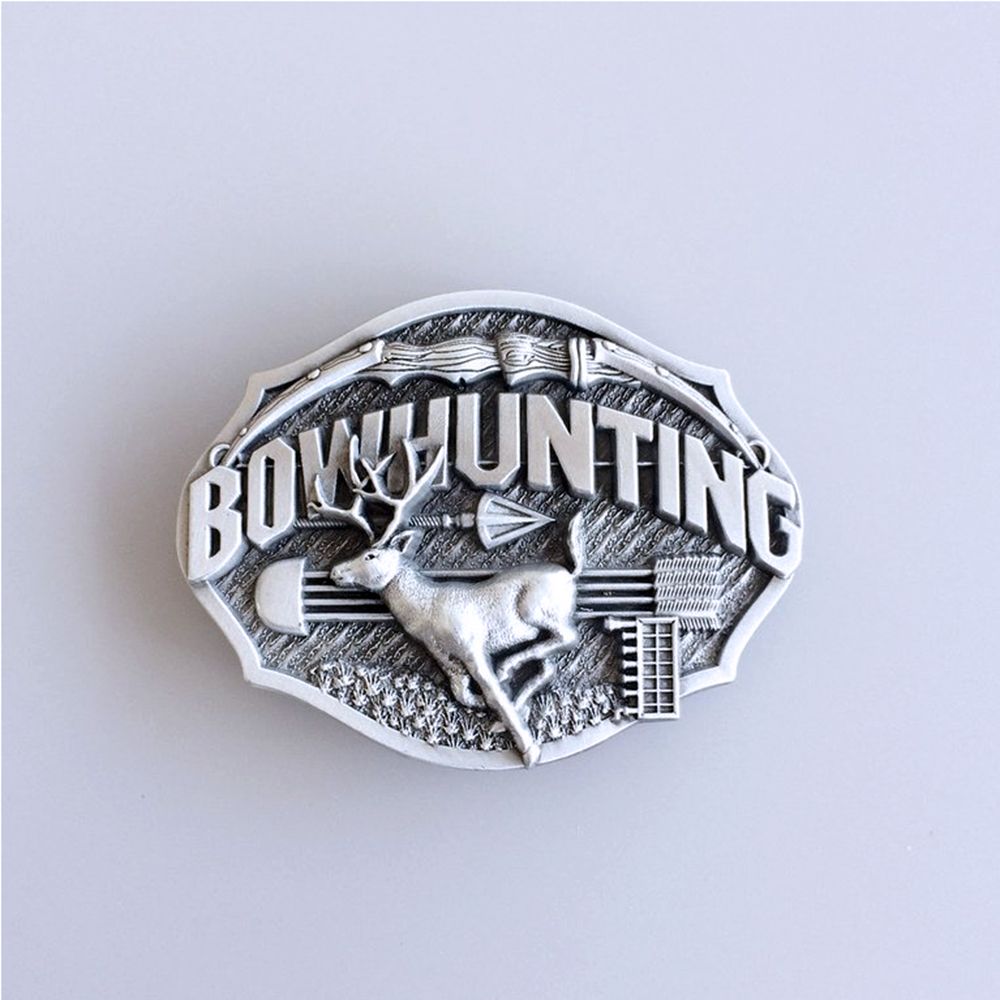 Vintage Western Wildlife Bowhunting Deer Belt Buckle