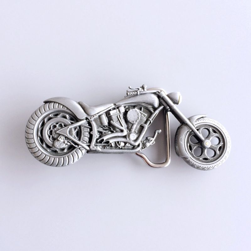 Antique Brushed Silver 3D Heavy Metal Motorcycle Belt Buckle BUCKLE-AT072AS
