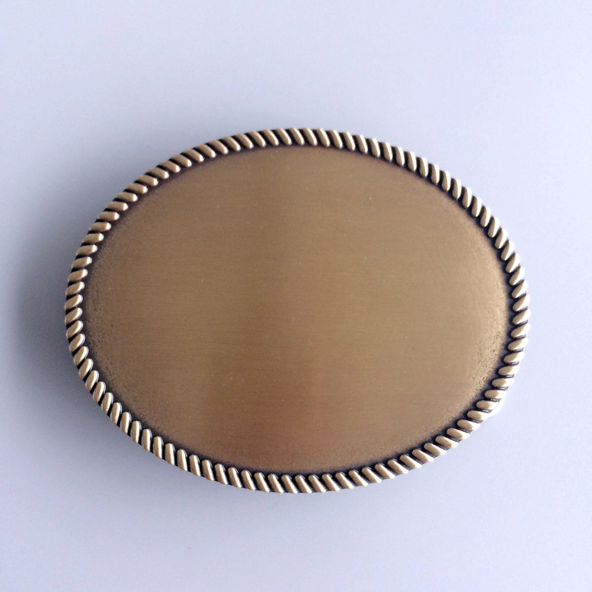 Antique Bronze Plated Western Rope Top Vintage Oval Blank Custom Belt Buckle